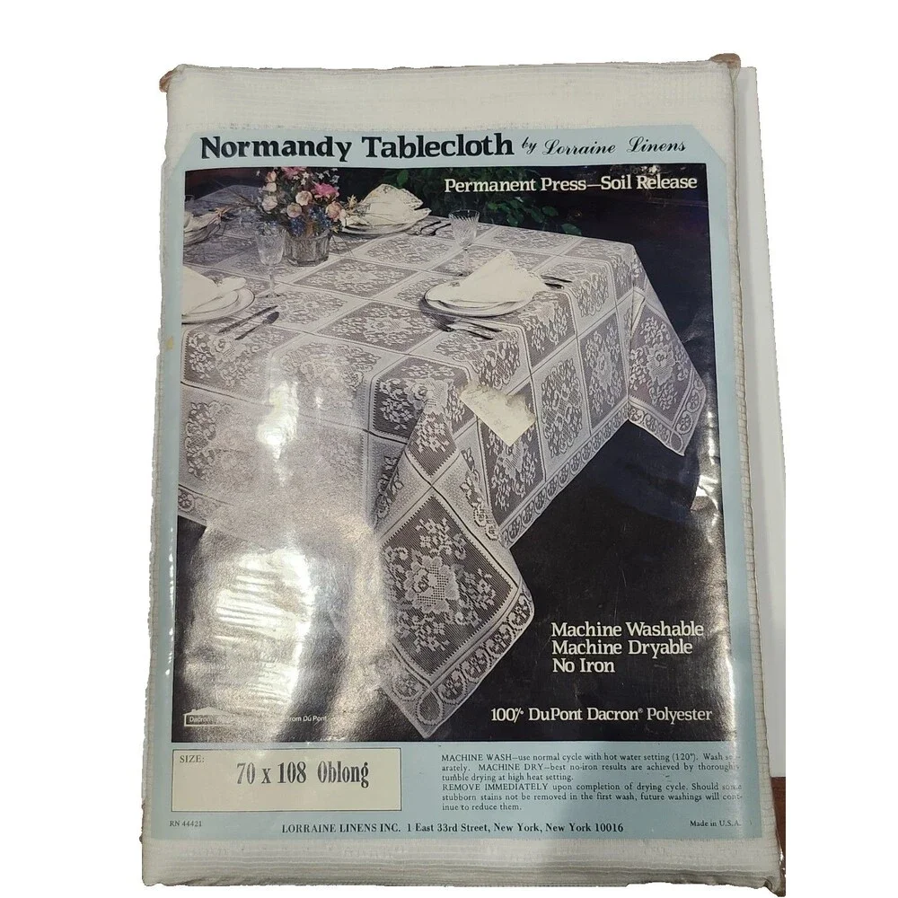 Vintage Lorraine Linens Floral Normandy Tablecloth Oblong 70